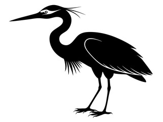 Heron Silhouette Vector Design, Heron SVG Clipart, Elegant Bird Icon