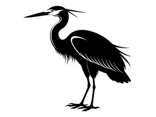 Heron Silhouette Vector Design, Heron SVG Clipart, Elegant Bird Icon