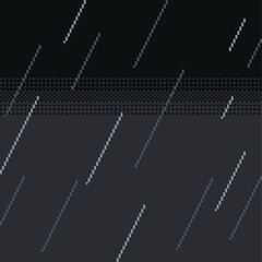 Rainy Night Sky Background, Dark Atmosphere, Pixel Art Style Illustration