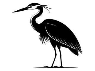 Heron Silhouette Vector Design, Heron SVG Clipart, Elegant Bird Icon