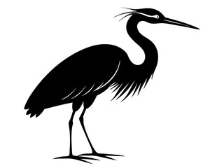 Heron Silhouette Vector Design, Heron SVG Clipart, Elegant Bird Icon