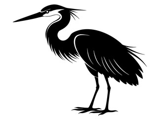 Heron Silhouette Vector Design, Heron SVG Clipart, Elegant Bird Icon