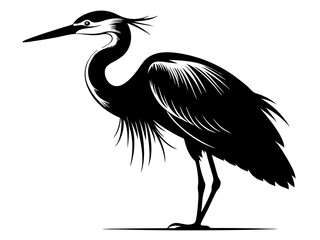 Heron Silhouette Vector Design, Heron SVG Clipart, Elegant Bird Icon