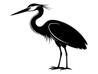 Heron Silhouette Vector Design, Heron SVG Clipart, Elegant Bird Icon