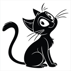 black cat on white background