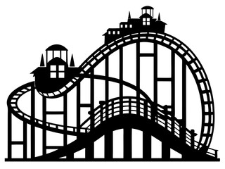 Roller Coaster Silhouette Vector Design, Amusement Ride SVG, Theme Park Clipart