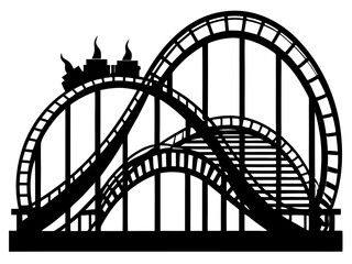 Roller Coaster Silhouette Vector Design, Amusement Ride SVG, Theme Park Clipart