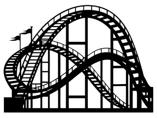 Roller Coaster Silhouette Vector Design, Amusement Ride SVG, Theme Park Clipart