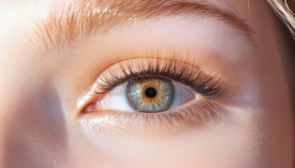 Obraz premium Woman's eye showing long eyelashes and perfect makeup