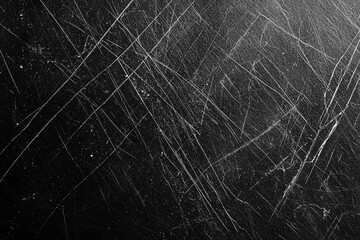 Fototapeta premium Dark surface covered in white scratches and abrasions creating a distressed texture