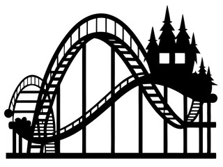 Roller Coaster Silhouette Vector Design, Amusement Ride SVG, Theme Park Clipart