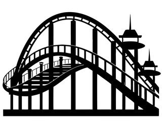 Roller Coaster Silhouette Vector Design, Amusement Ride SVG, Theme Park Clipart