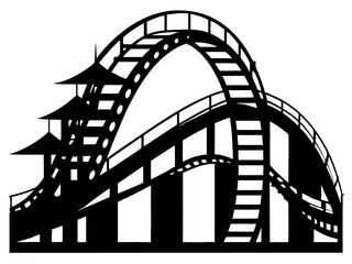 Roller Coaster Silhouette Vector Design, Amusement Ride SVG, Theme Park Clipart
