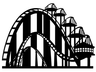 Roller Coaster Silhouette Vector Design, Amusement Ride SVG, Theme Park Clipart