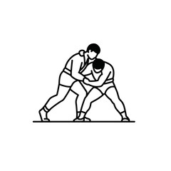 Fototapeta premium Two wrestlers competing in an intense match 