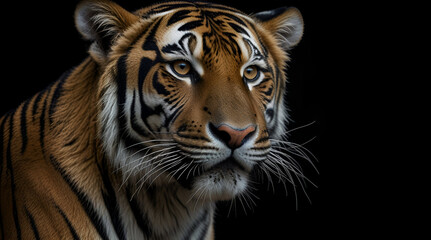 Fototapeta premium Portrait of a Tiger with a black background,generative.ai 