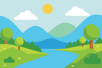 Obraz premium landscape with trees and mountains