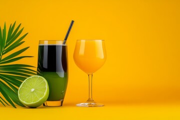 realistic drinks advertisement, premium style, vibrant tone, billboard, hero shot, cinematic lighting, pastel tones, calm mood, flat lay, solid color background