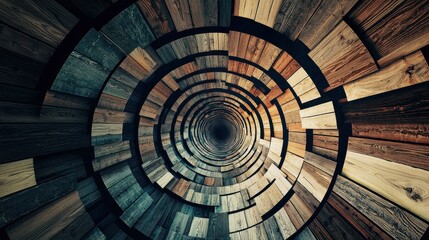 Fototapeta premium Circular wooden tunnel