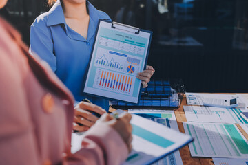 Business analyze,Close up Business people meeting to discuss the situation on the market. Business...