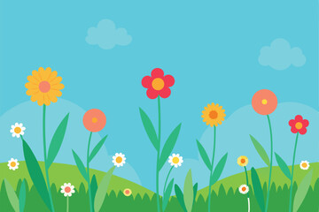 spring meadow with flowers