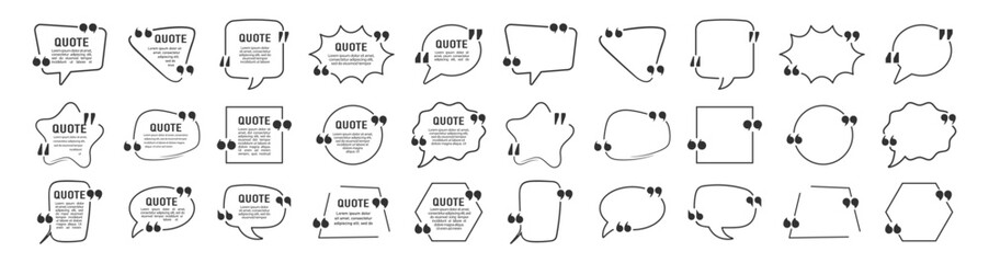 Big Set of Vector Quote Boxes and Speech Bubble Frames. Blank Templates for Text, Info Design, Blogs, and Communication