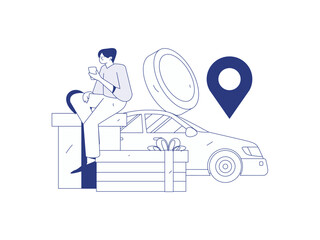 Flat vector concept operation hand drawn illustration of people taking a taxi
