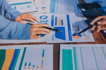 Business analyze,Close up Business people meeting to discuss the situation on the market. Business...