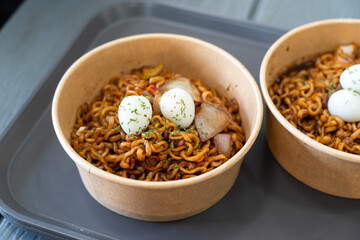 Delicious Jajangmyeon, jjajangmyeon, Korean-style Chinese noodle dish topped with thick sauce in south korea.