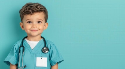 Toddler holding doctor s badge, role play and trust in early medical exposure