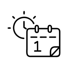 Obraz premium Calendar page with clock indicating deadline 