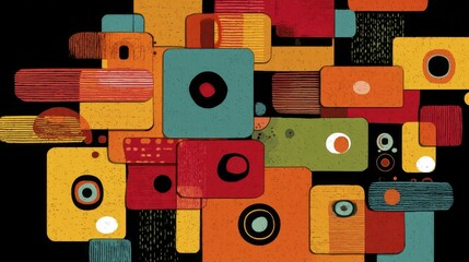 Vibrant rectangular shapes, abstract art background texture - design high multicolored