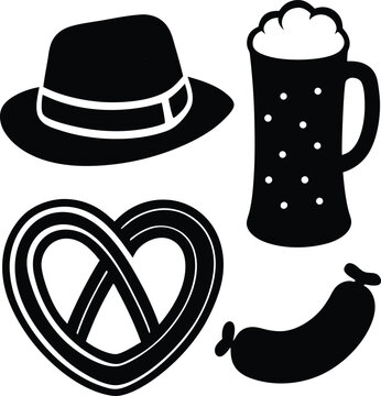 Oktoberfest icons vector Beer silhouette 