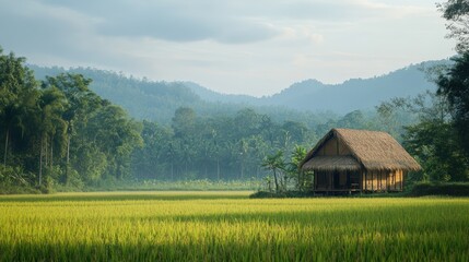 Fototapeta premium rice fields with clear sky