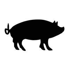 Pig silhouette isolated on white background. vector illustration