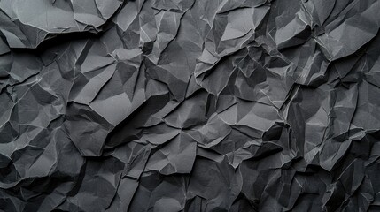 Textured Charcoal Gray Crumpled Paper Background for Artistic Projects