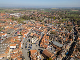 Aerial Photo of malton Yorkshire UK. Malton is a market town, civil parish and electoral ward in North Yorkshire, England. Historically part of the North Riding of Yorkshire,