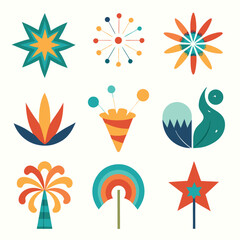 A set-of-9-unique fireworks vector 
