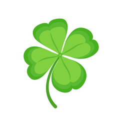 Lucky four leaf clover. Good luck symbol. Color vector illustration. Isolated on white background.	
