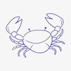 Crab illustration showcasing detailed features and characteristics of marine life in a simple design
