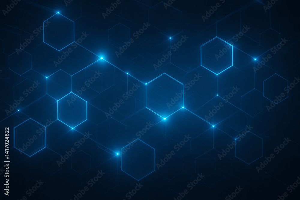 Aufkleber a futuristic abstract background featuring glowing hexagonal shapes interconnected by lines