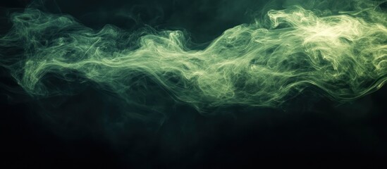 Green smoke swirls, dark background, design element
