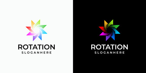 Infinite rotation vector logo design with arrow in modern, simple, clean and abstract style. Icon for business, research, technology and personal branding.