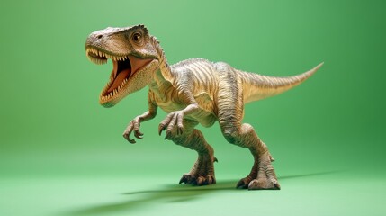 Obraz premium A Tyrannosaurus Rex in a dynamic pose against a vibrant backdrop.