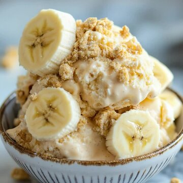 banana pudding ice cream with chunks video rotate