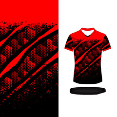 red sport pattern jersey football design with black splash background
