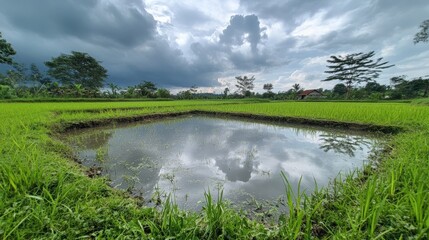 rice fields with clear sky