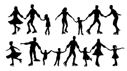 set of skating  silhouette vector on white background