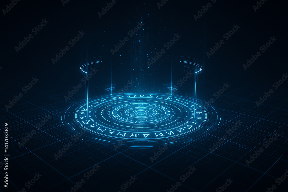 Aufkleber a futuristic digital interface with glowing elements and intricate designs, symbolizing advanced tec