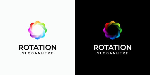 Full color infinite rotation vector logo design with transparency effect in modern, simple, clean and abstract style. Icon for business, research, technology and personal branding. © ahmad